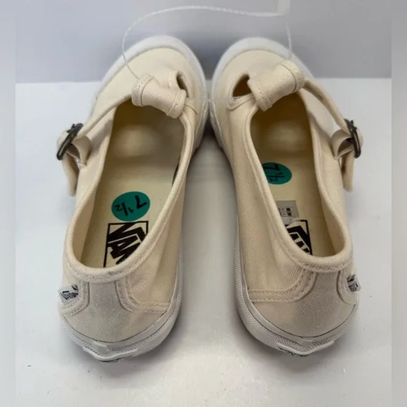 NWOB Vans Cream canvas Mary Jane Buckle Slip-Ons W9, M7.5 - Picture 13 of 14